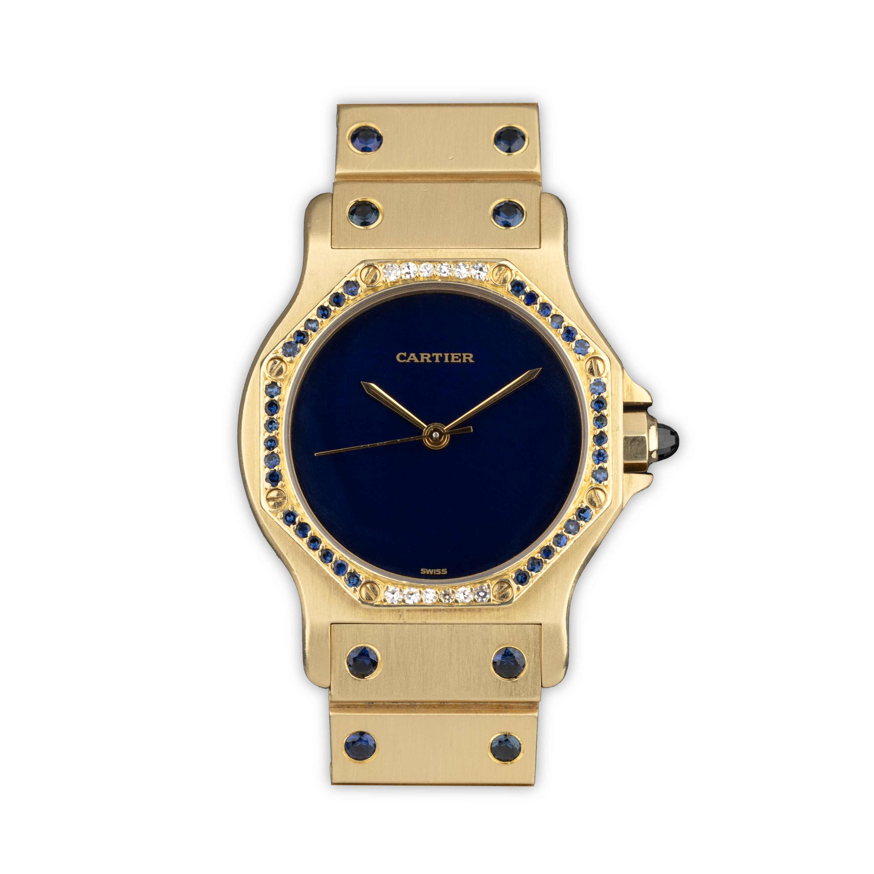 Cartier Santos Ronde Octagon 'Or Massif' Sapphire
