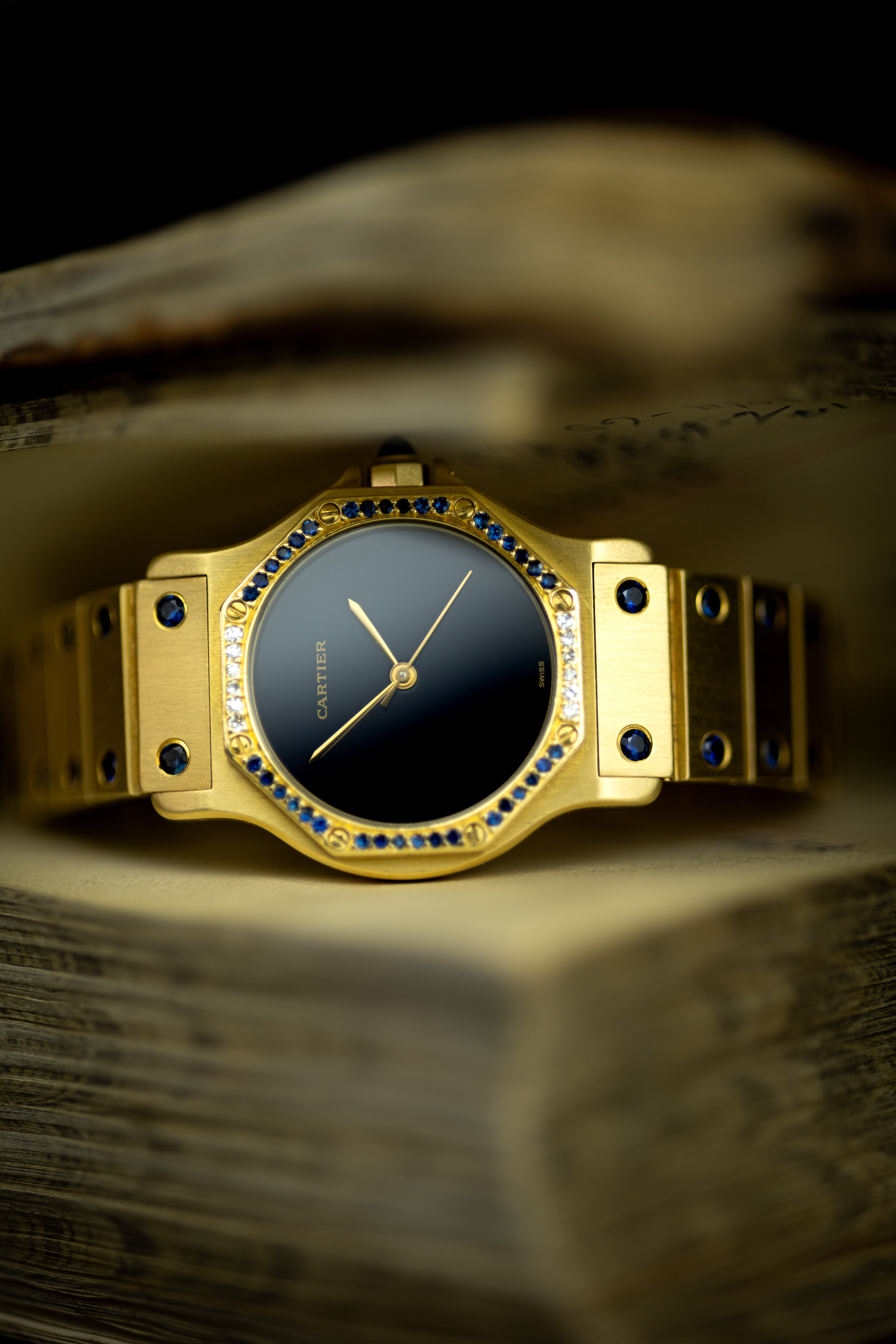 Cartier Santos Ronde Octagon 'Or Massif' Sapphire