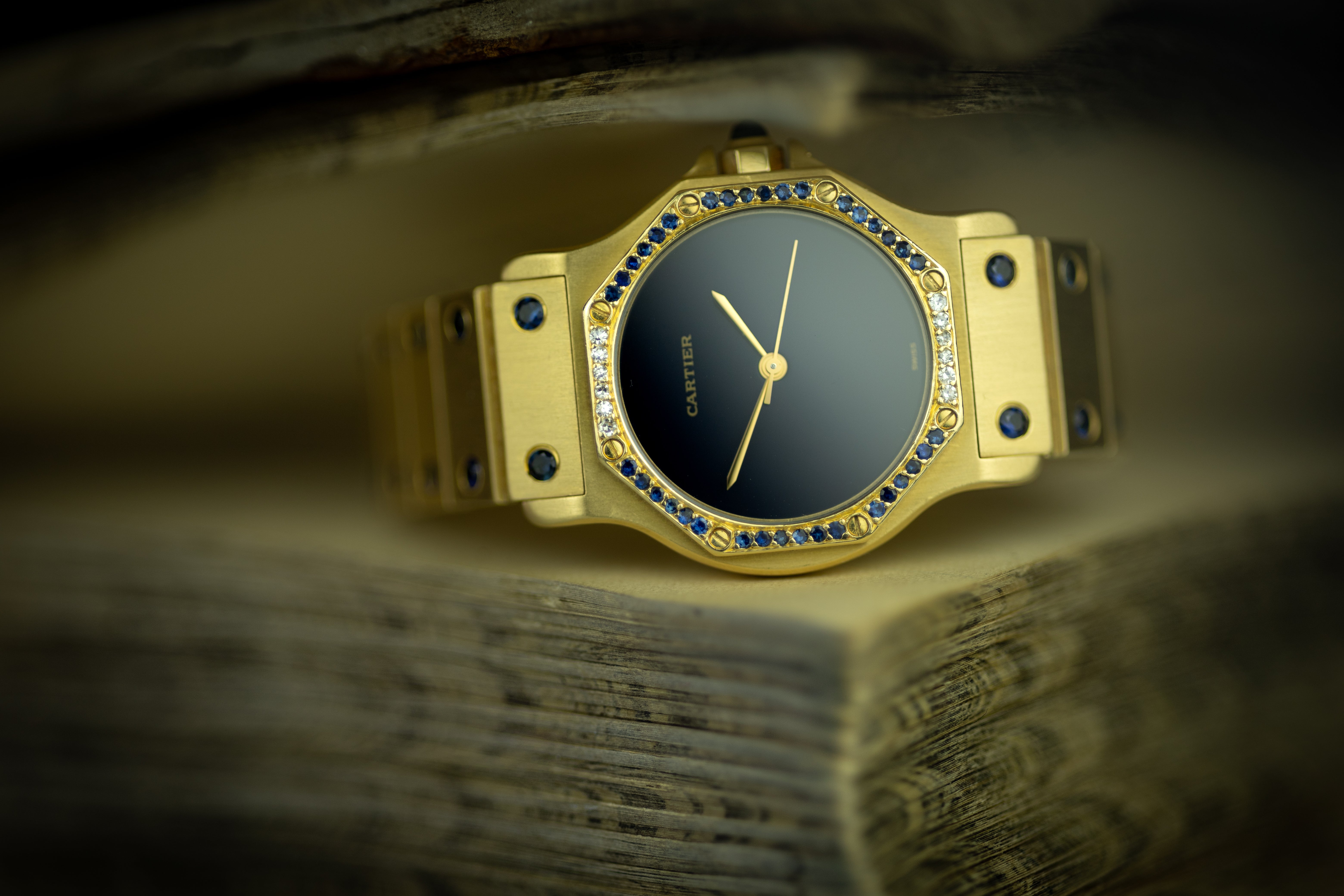 Cartier Santos Ronde Octagon 'Or Massif' Sapphire