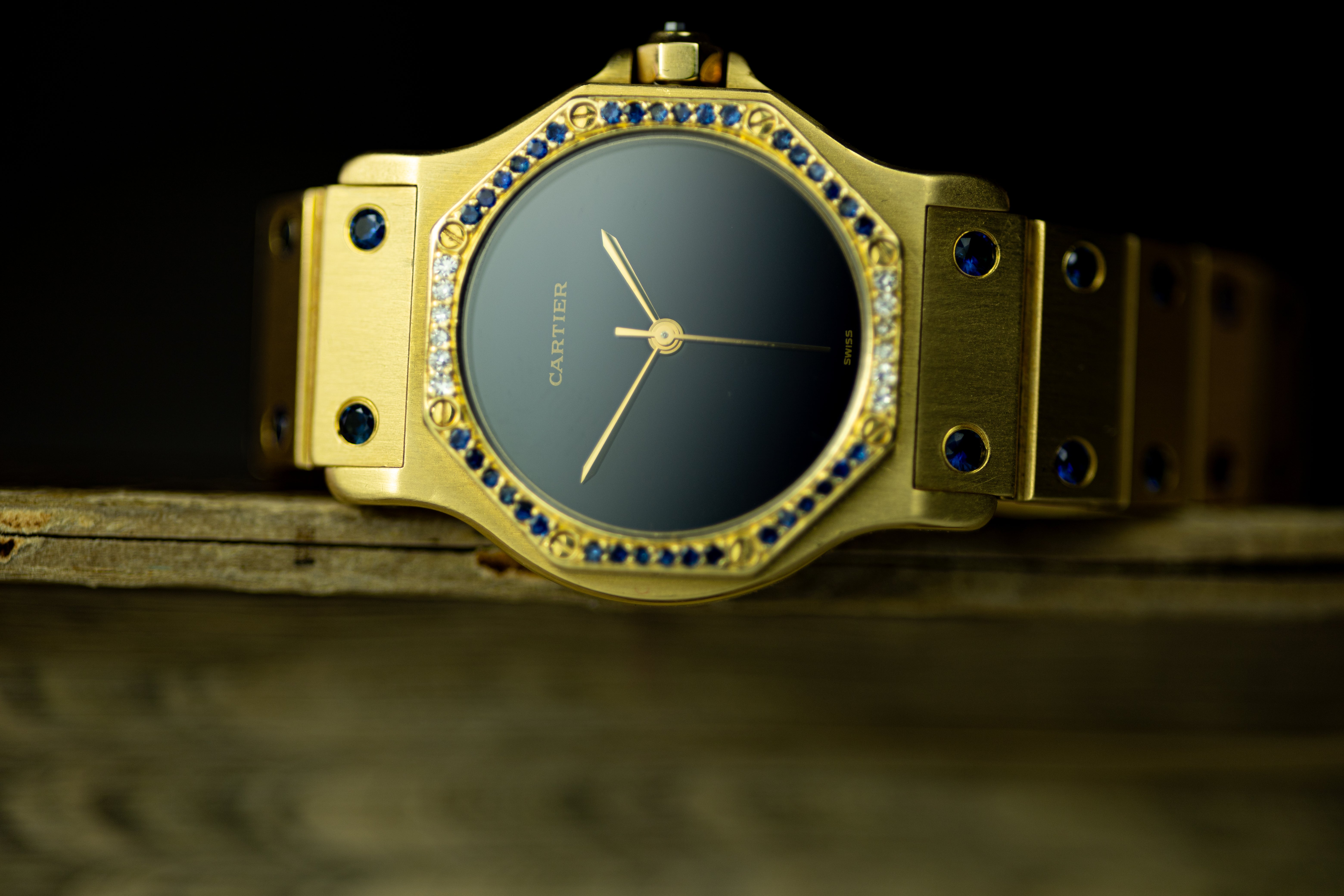 Cartier Santos Ronde Octagon 'Or Massif' Sapphire